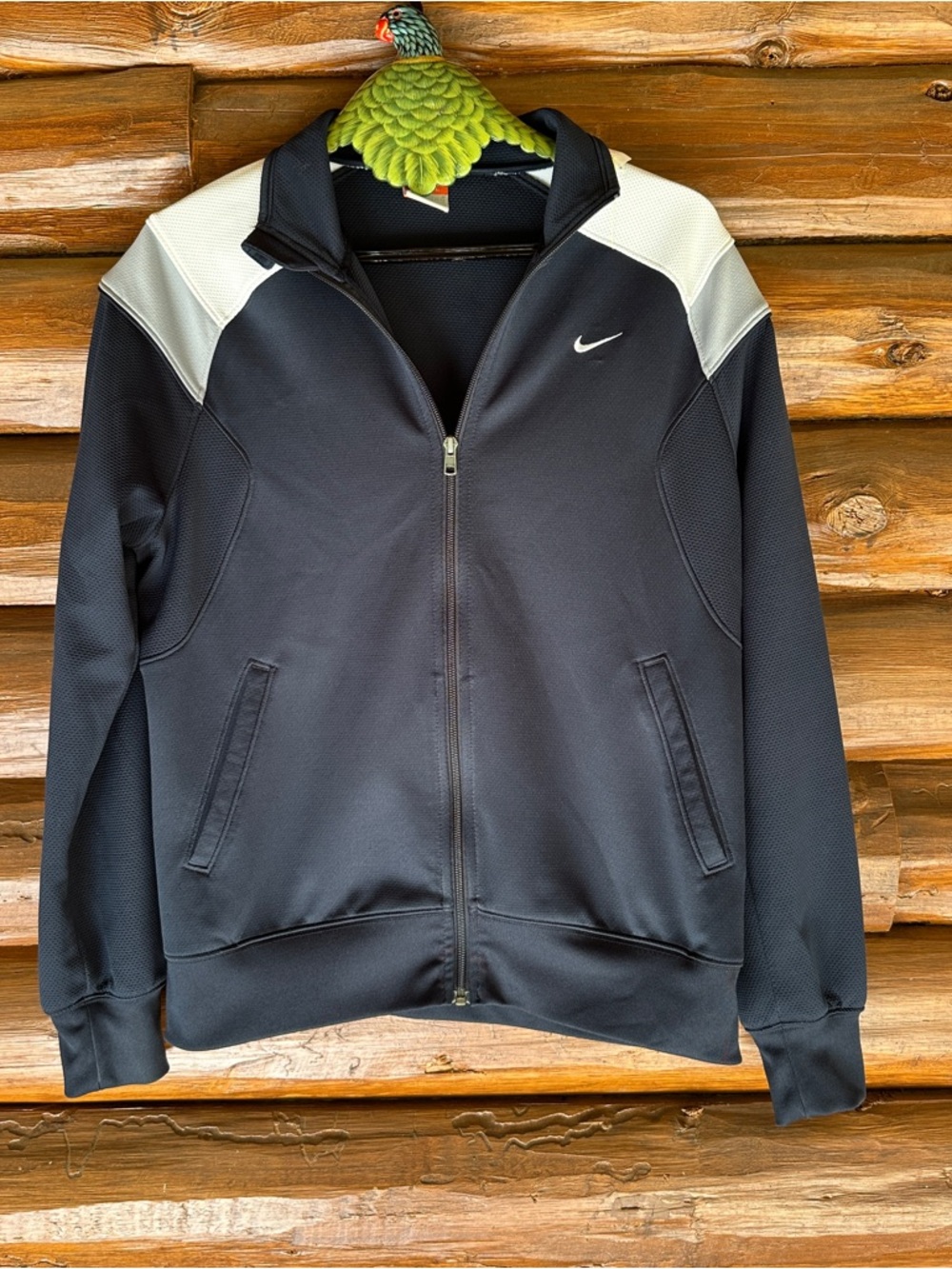 Nike Dark Blue Jacket with White / Gray Shoulder Panels